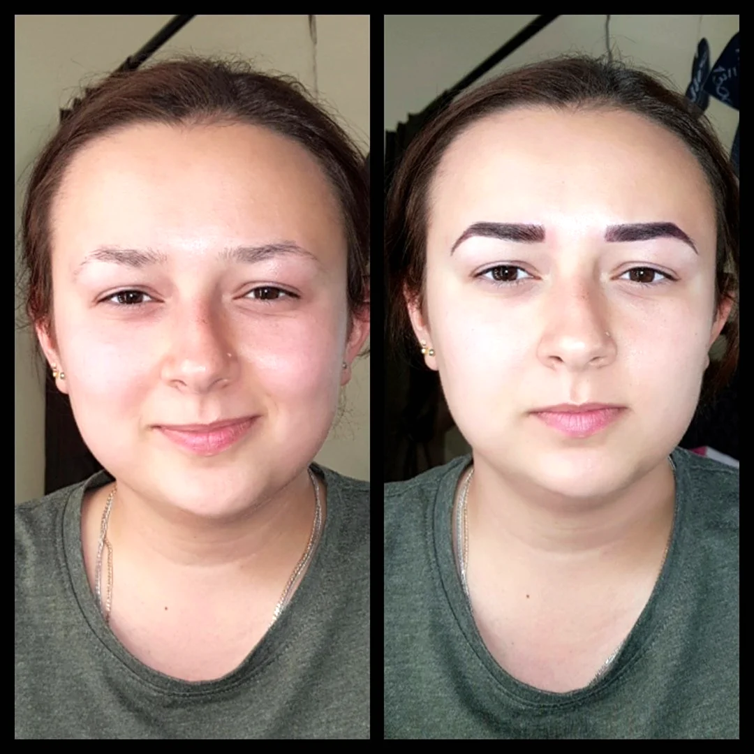 Коррекция бровей до и после