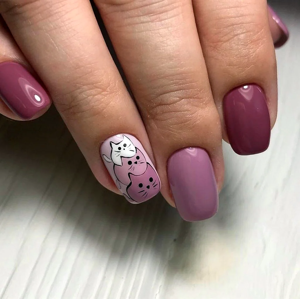 Маникюр с котиками