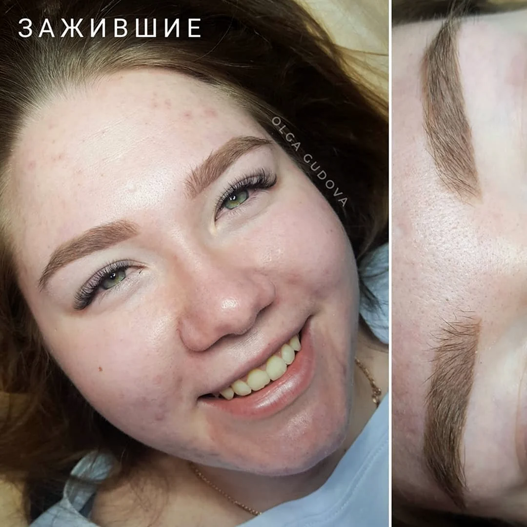 Напыление бровей зажившие