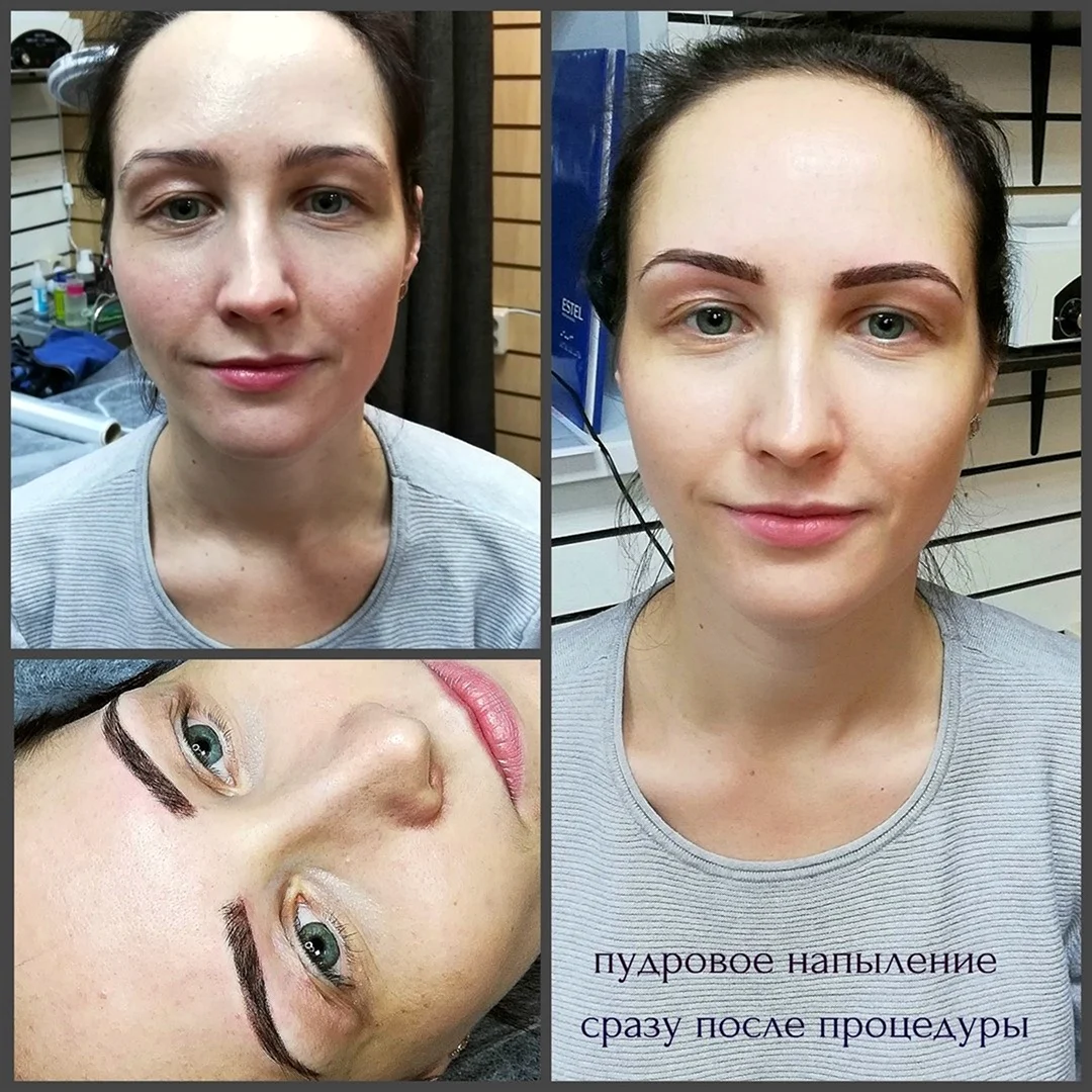 Пудровое напыление бровей