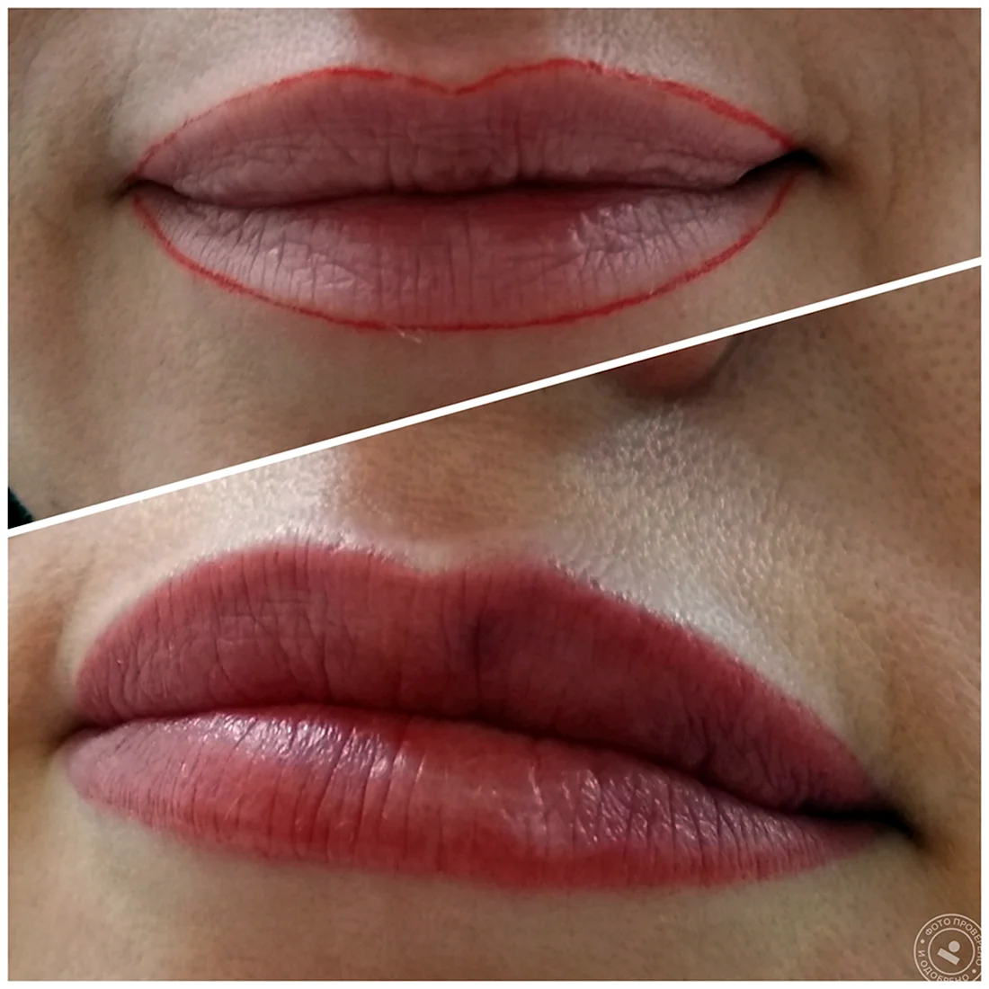 Пудровый татуаж губ