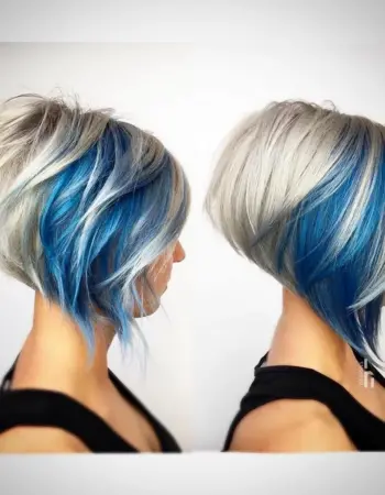 Синее окрашивание на короткие волосы