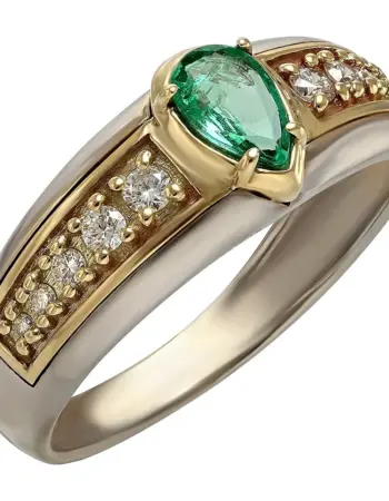 Артикул е026557 золотое кольцо с изумрудом и бриллиантами