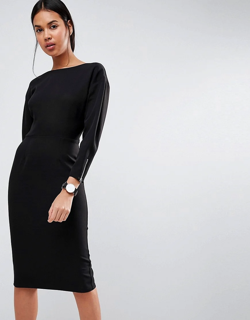 ASOS платье миди черное