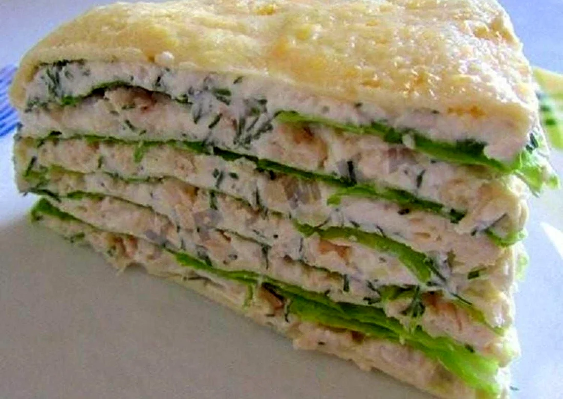 Белковый торт с куриной грудкой