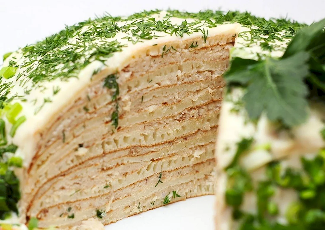 Блинный пирог с начинкой