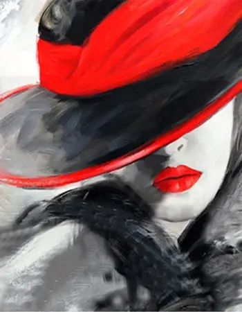 Дама в красной шляпе картина Уильям Странг