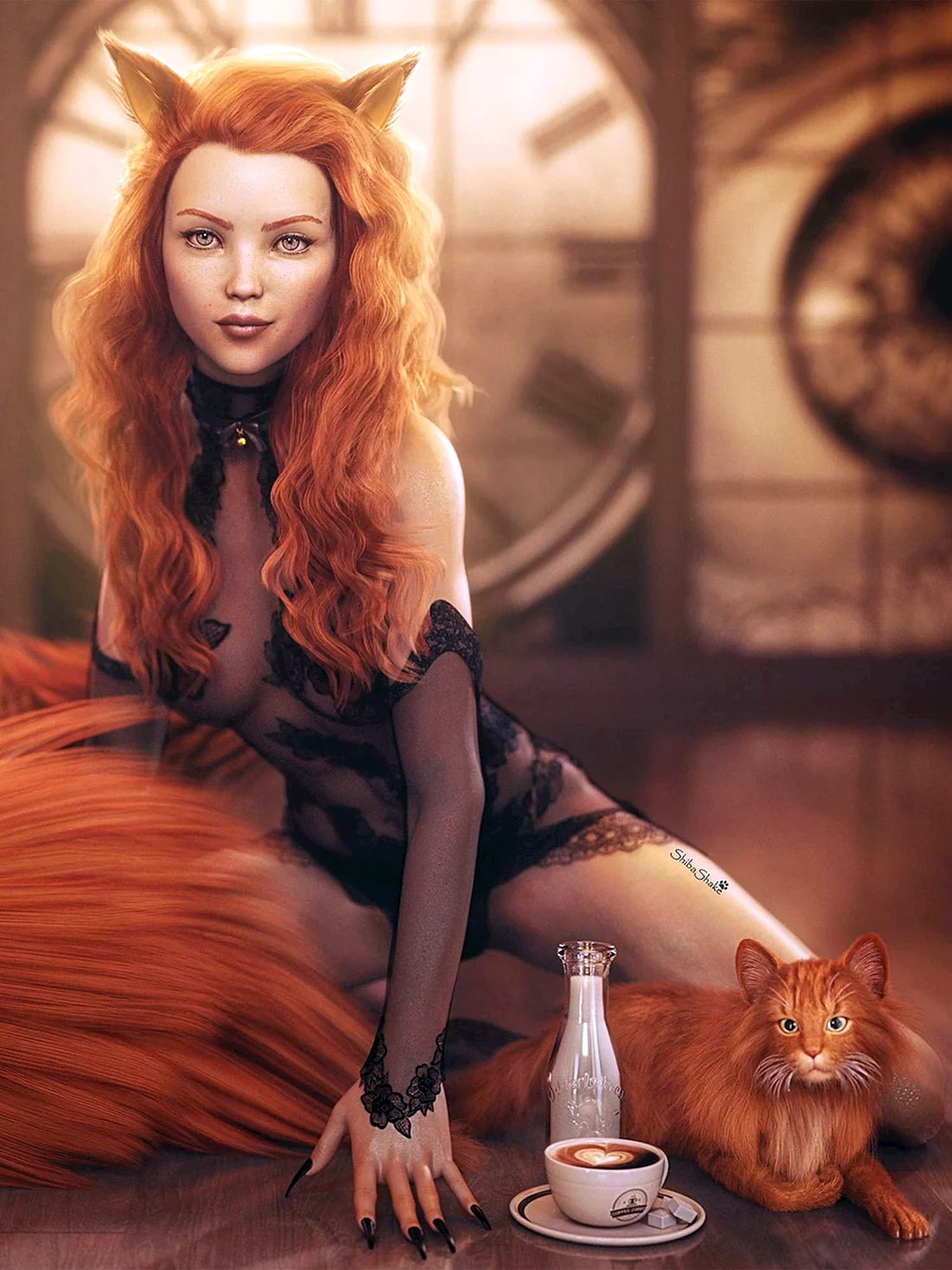 Девушка кошка