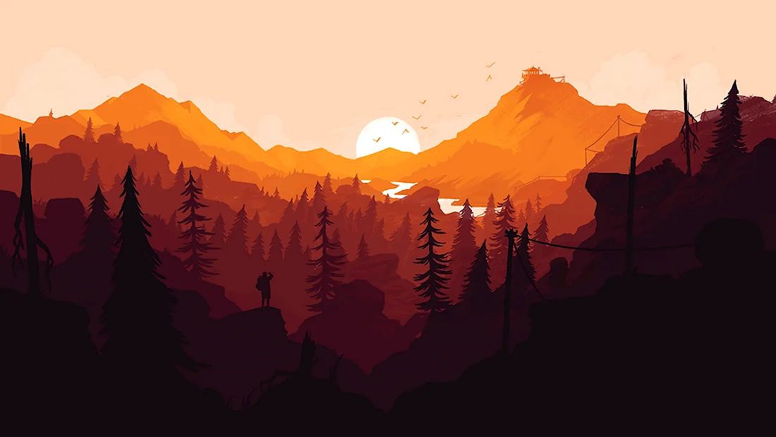 Firewatch лес река горы