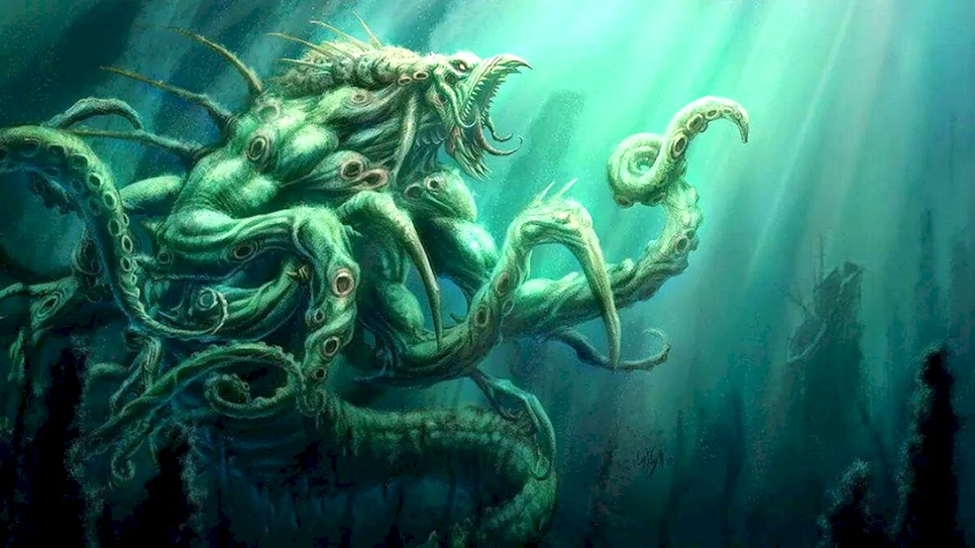 Гигантский осьминог Кракен. Морское чудовище.