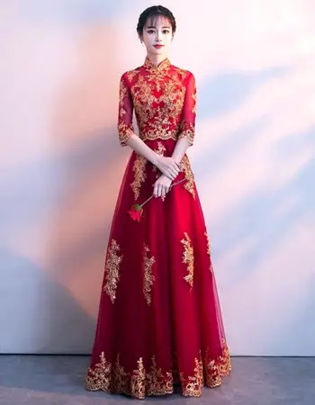 Китайское платье ципао красное