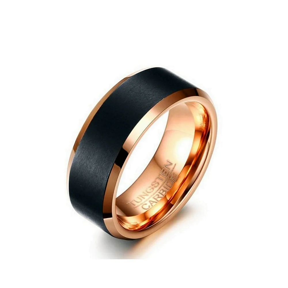 Кольца Tungsten карбид вольфрама черное с золотом