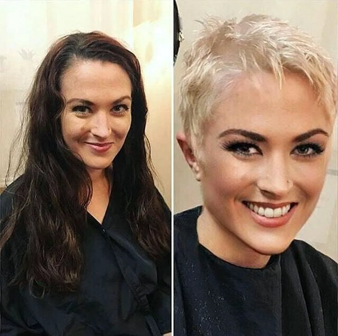 Короткая стрижка до и после