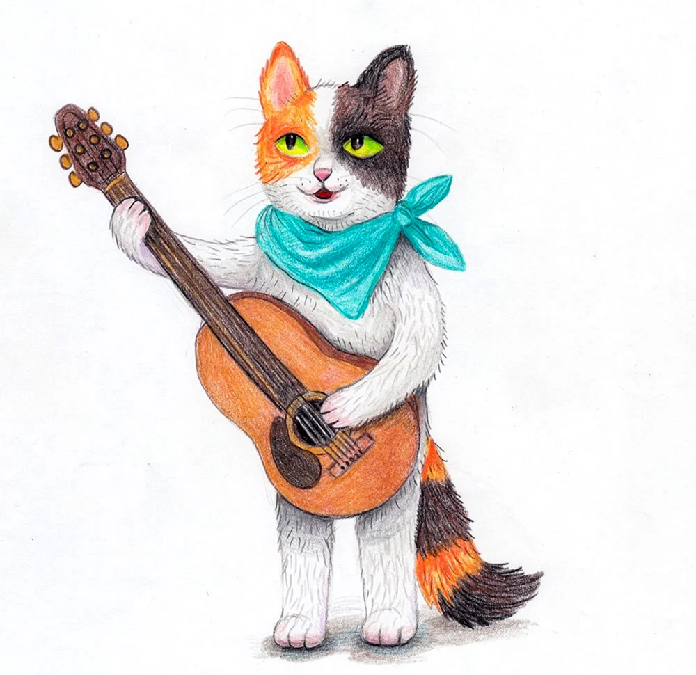Кошка с гитарой