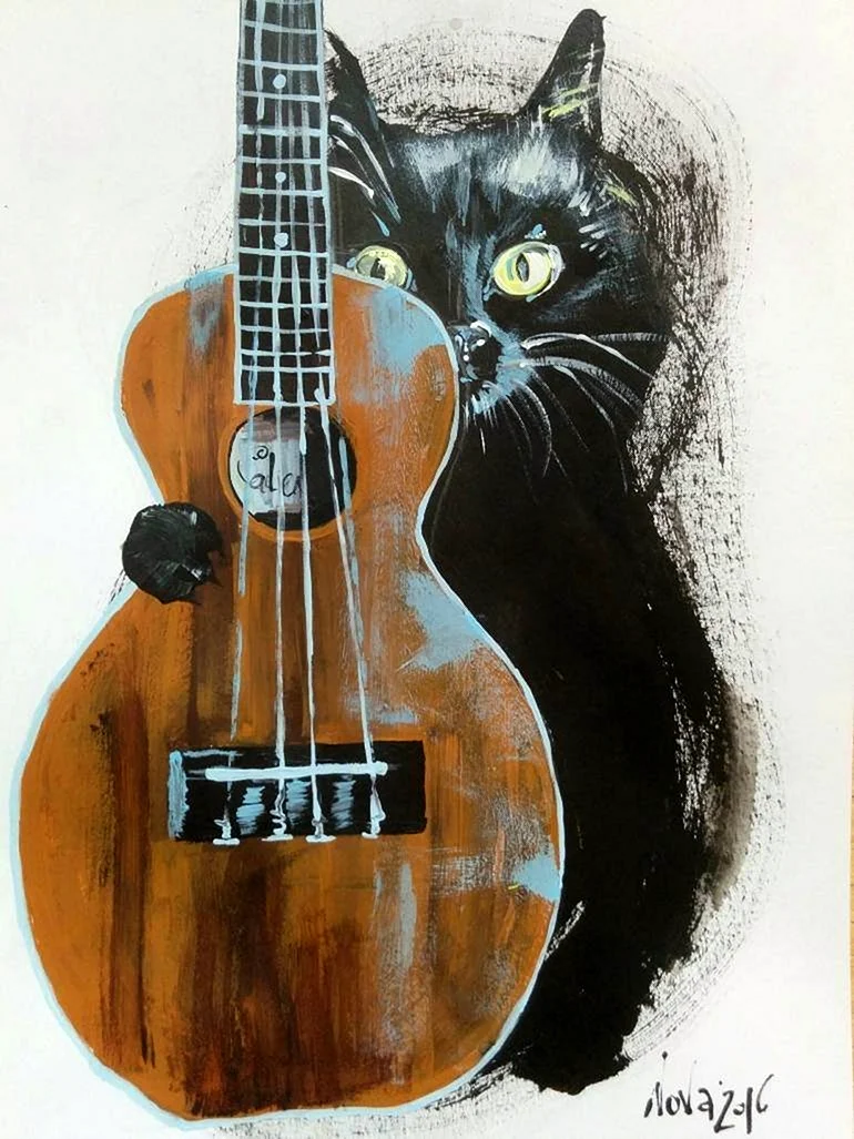 Кот с гитарой