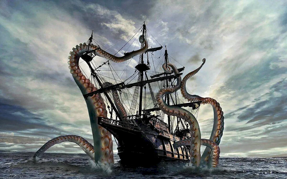 Кракен Морское чудовище пираты Карибского моря
