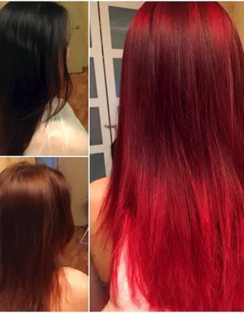 Красный цвет на темные волосы без осветления