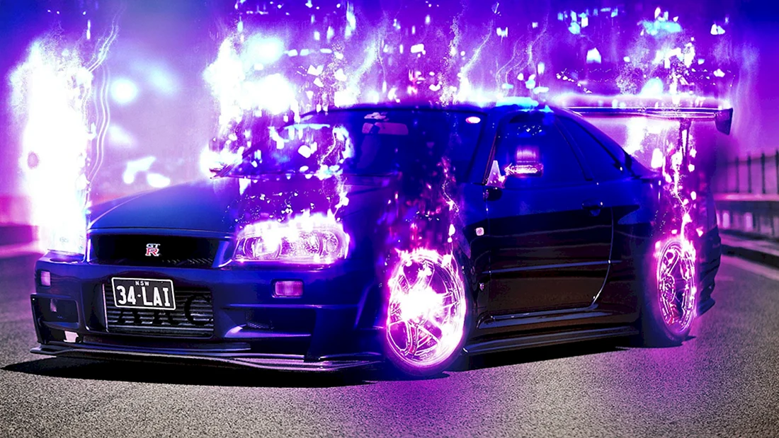 Nissan Skyline GTR r34 с неоном
