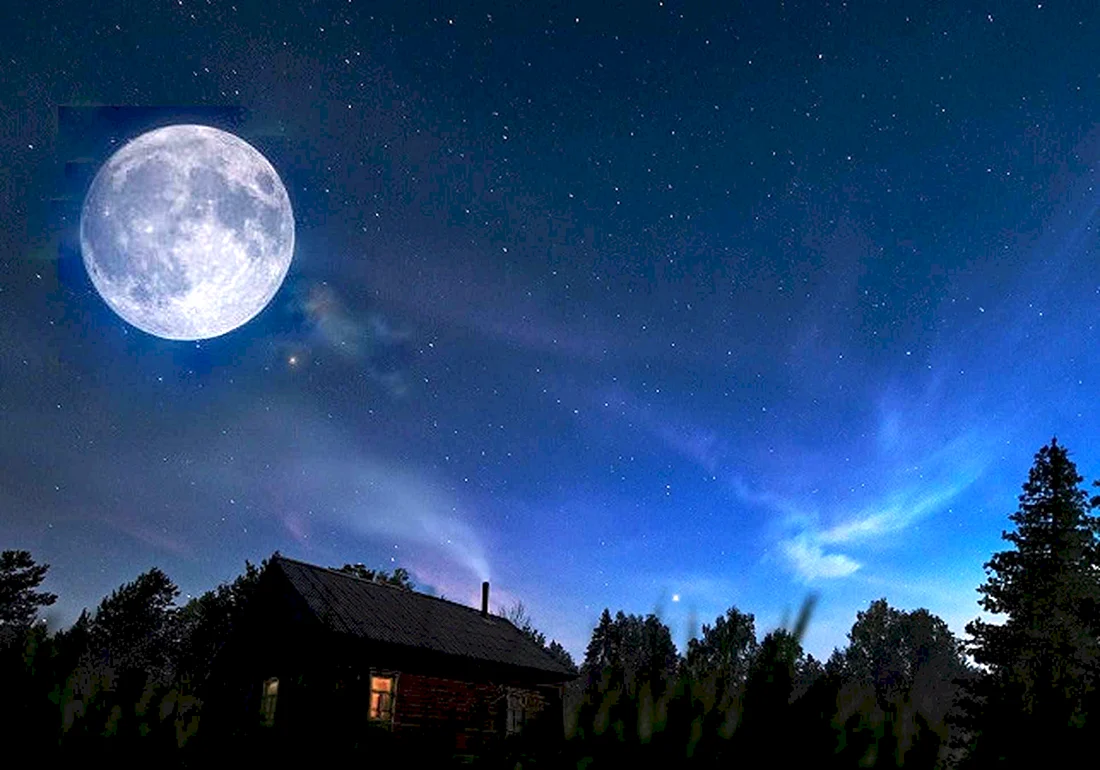 Ночное небо с луной