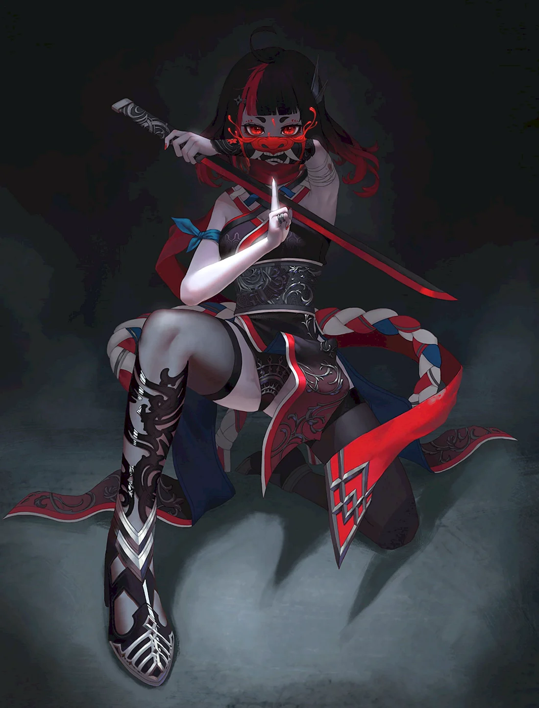 Oni демон Самурай girl