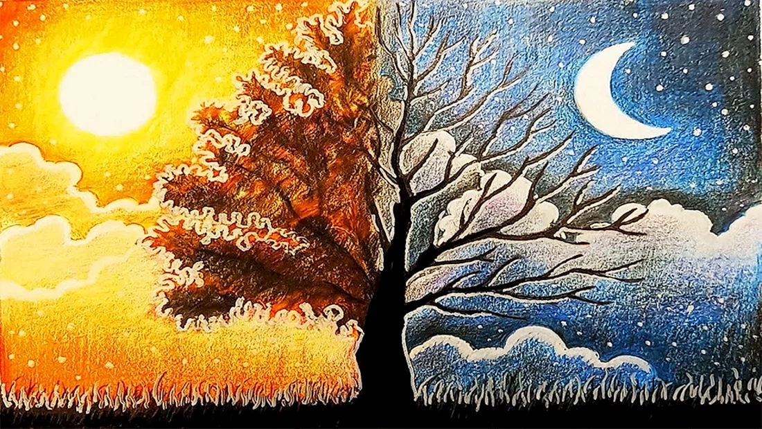 Пейзаж день и ночь