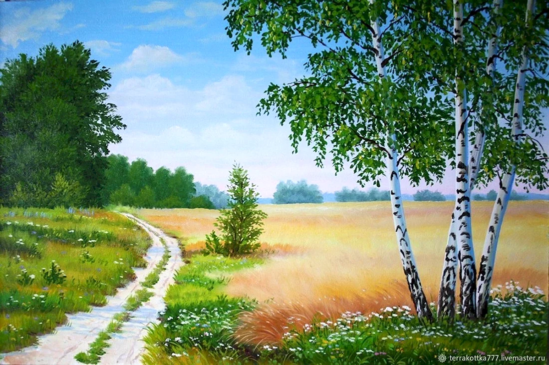 Пейзаж с березами