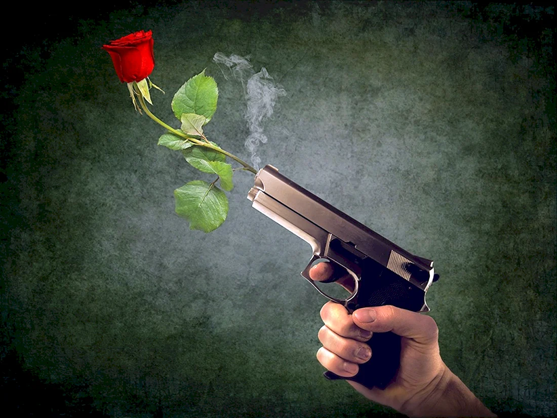 Пистолет и цветы