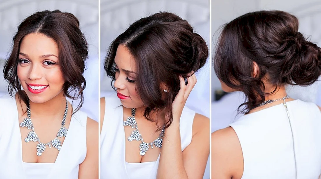Причёска пучок на средние волосы