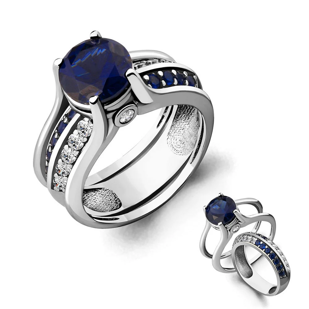 Серебряное кольцо Aquamarine с гидротермальным сапфиром а68430н