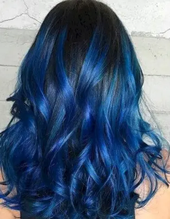 Синее мелирование на темные волосы