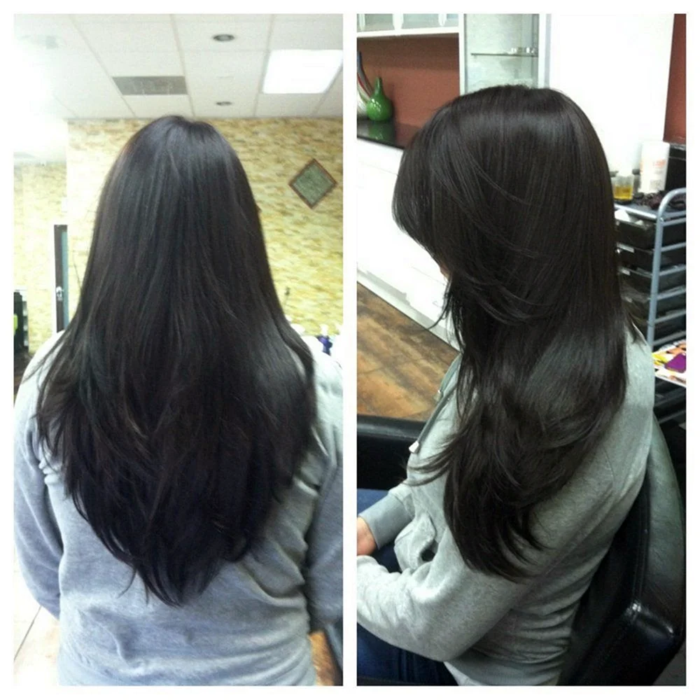 Стрижка углом на длинные волосы