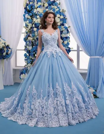 Свадебное платье голубое