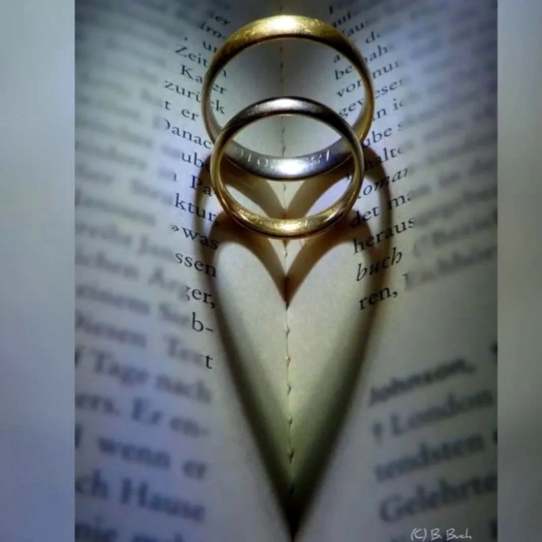 Свадебные кольца на книге