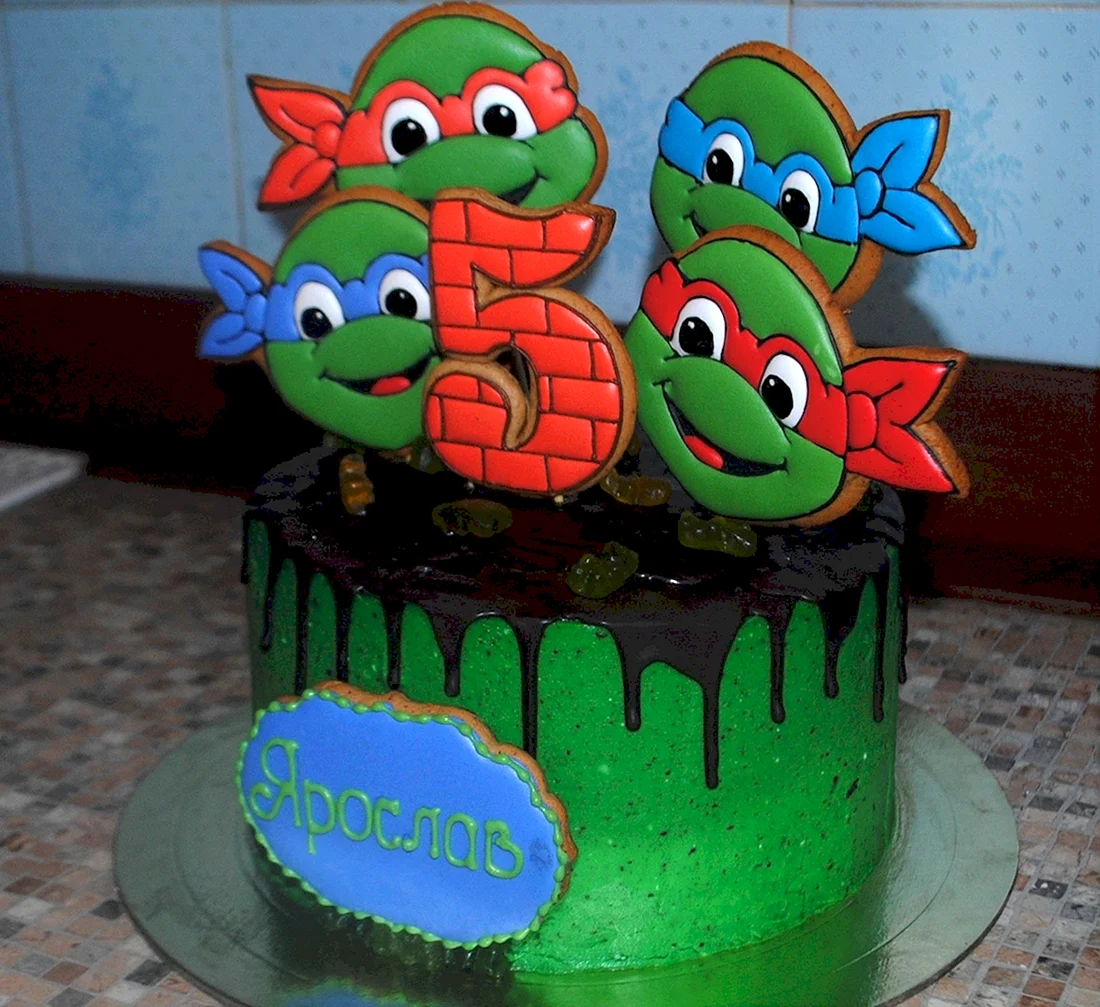 Торт с черепашками ниндзя для мальчика 5 лет