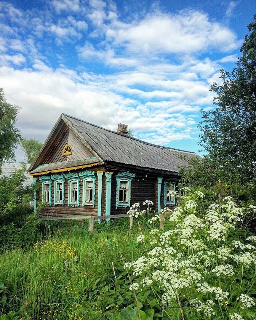 Картинка домик в деревне (45 фото)