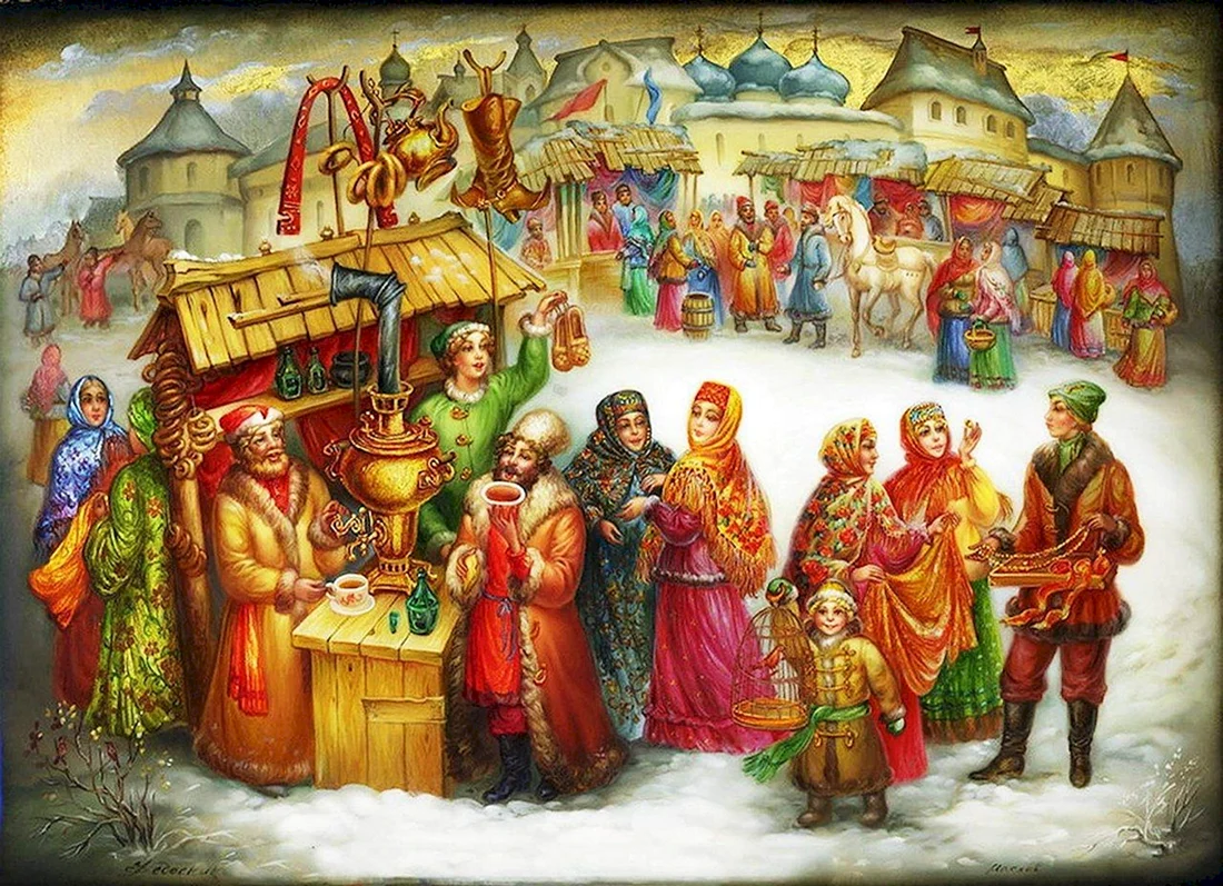Федоскинская миниатюра Масленица