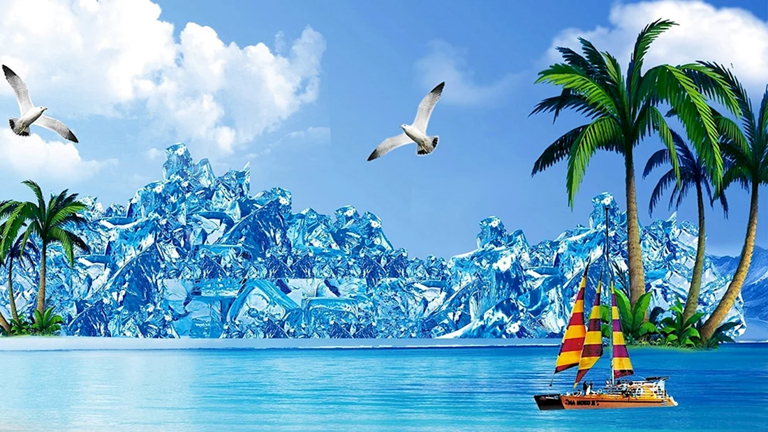 Фон море пальмы