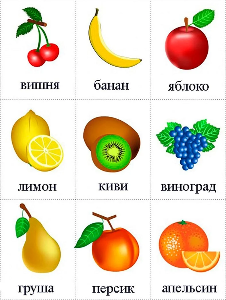 Фрукты карточки для детей