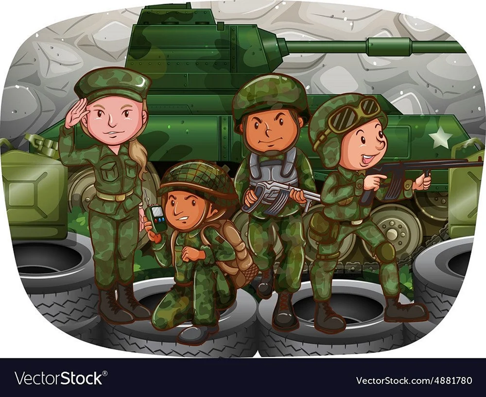 Иллюстрации военный танкист для детей