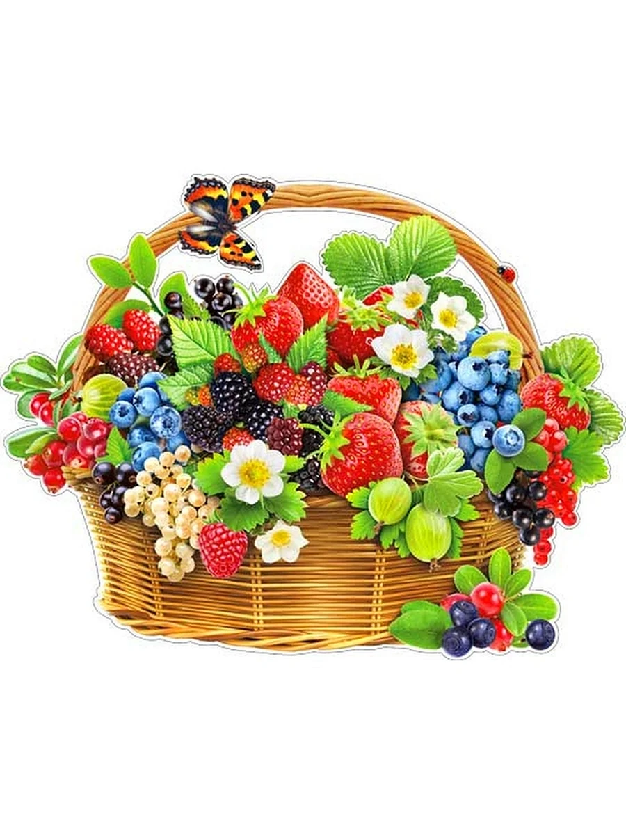 Корзина «цветы и фрукты»