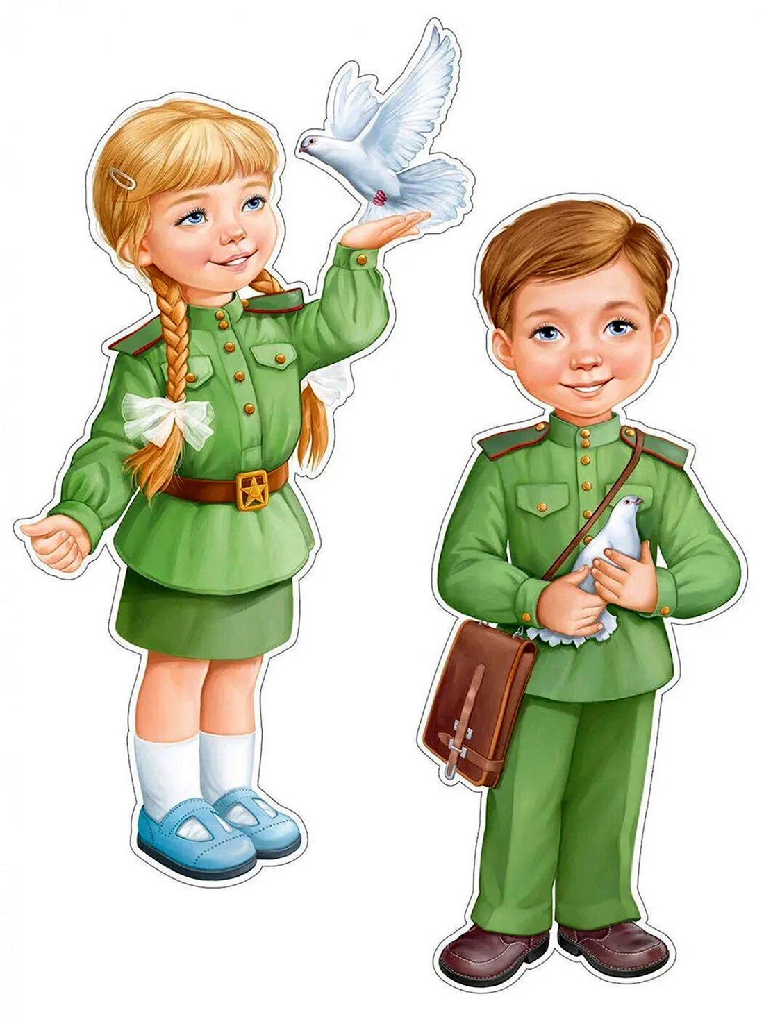 Мальчик и девочка в военной форме