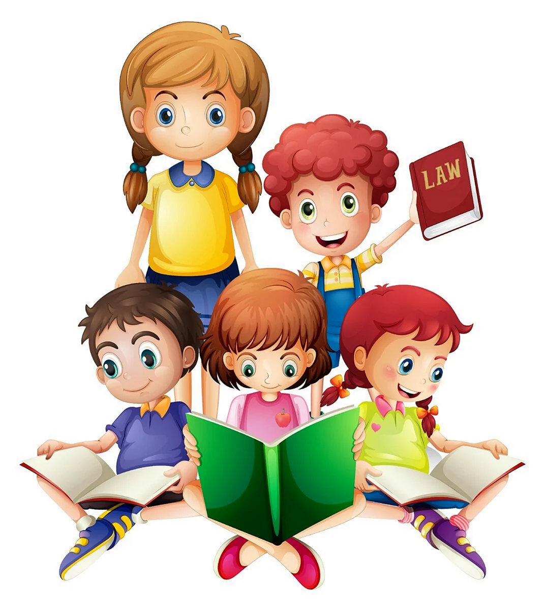 Мультяшные дети с книгами