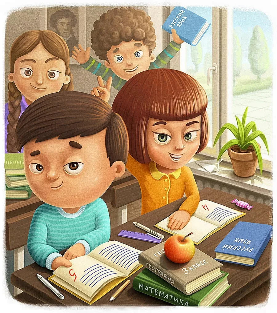Мультяшные школьники