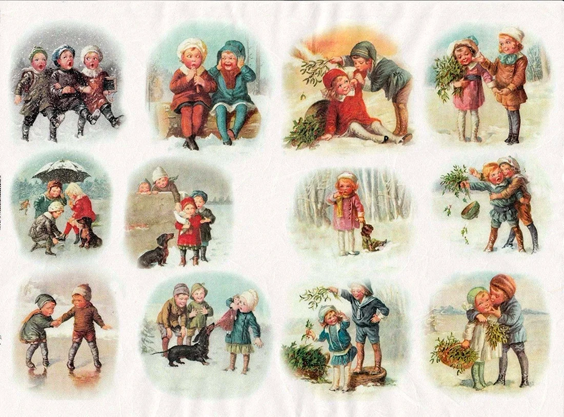 Новогодние рисунки для декупажа