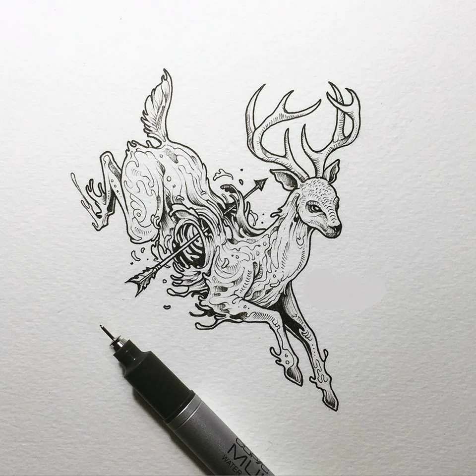 Рисунки черной ручкой
