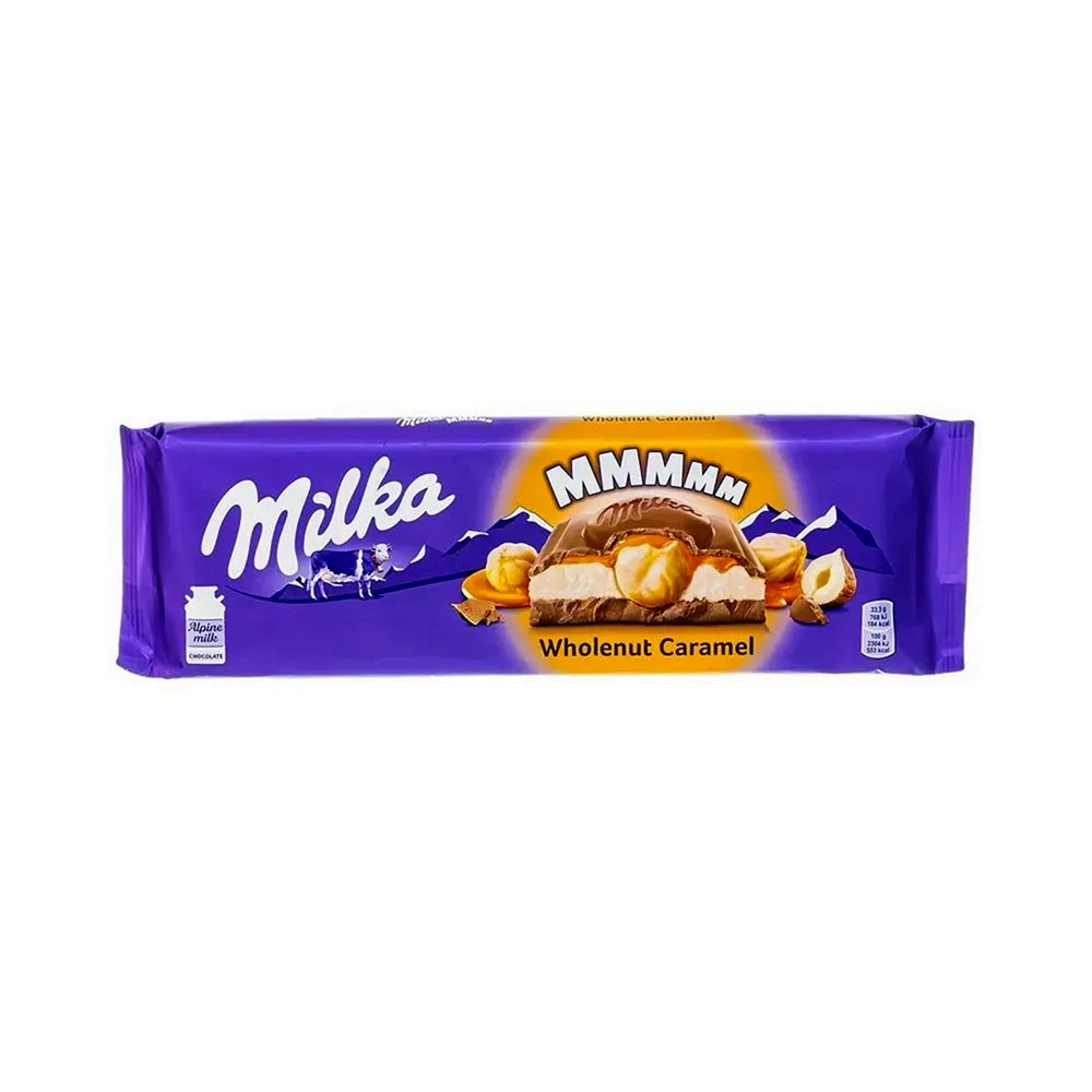 Шоколад Milka Wholenut Caramel молочный с фундуком и карамелью 300г