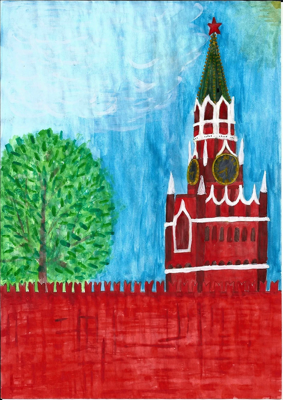 Спасская башня Кремля рисование