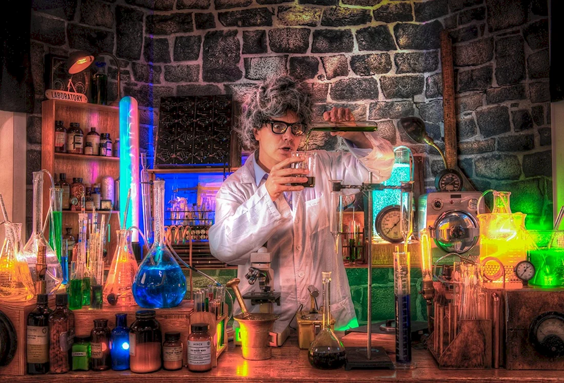 Средневековая лаборатория алхимика арт