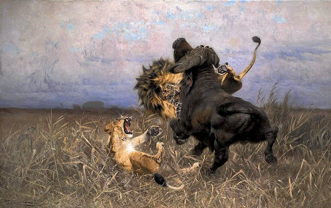Вильгельм Кунерт 1865-1926 - львы.