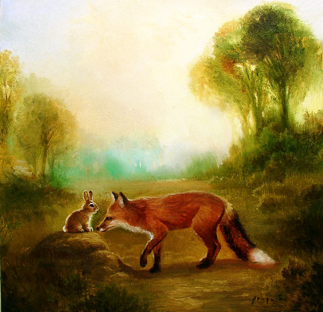 Заяц и лисица